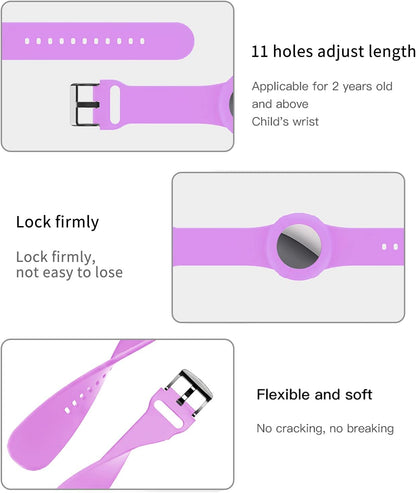 Kids Airtag Bracelet Case,Airtag Wristband for Kids Children Elders,Silicone Watch Band for Airtag 2021. (Light Purple) STECH090