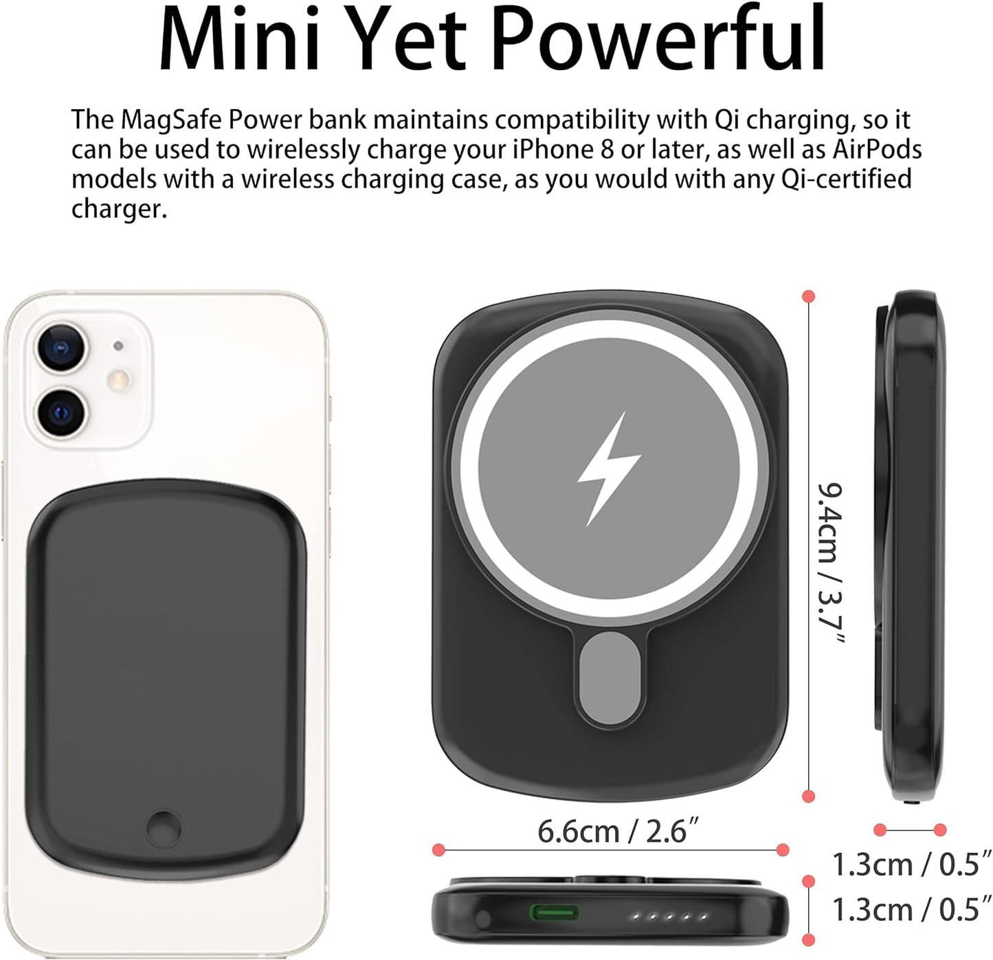 Power Bank, 5000Mah Mag-Safe Portable Charger 18W Fast Charging 20W Type C Quick Charge Back up Power Design for Iphone16,15,14,13,12, Pro, Pro Max, Mini