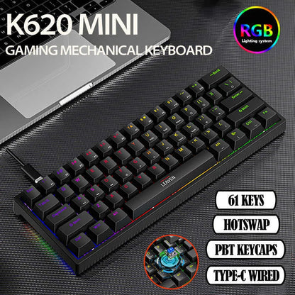 Keyboards 61 Keys 60% Mini Gaming Mechanical Keyboard RGB Hotswap Type-C Wired Gaming Keyboards Ergonomics Keyboard PBT Keycaps for Gamer T230215