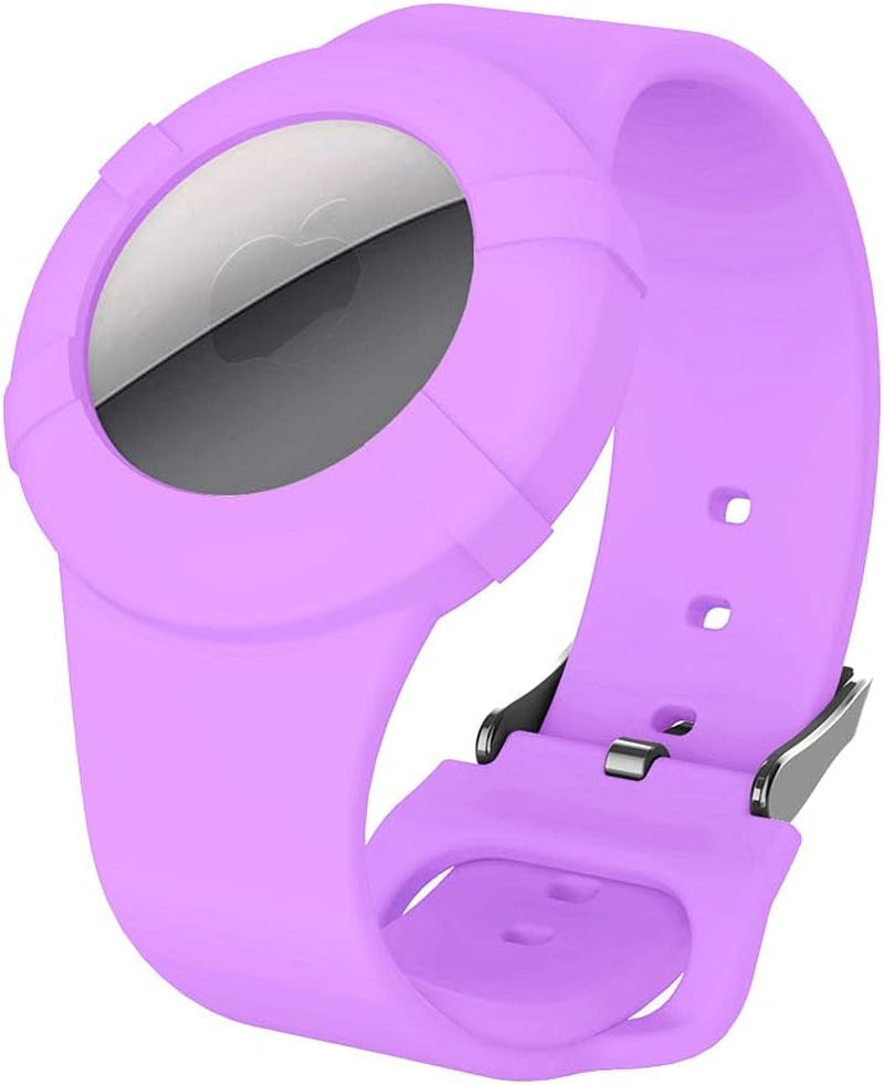 Kids Airtag Bracelet Case,Airtag Wristband for Kids Children Elders,Silicone Watch Band for Airtag 2021. (Light Purple) STECH090