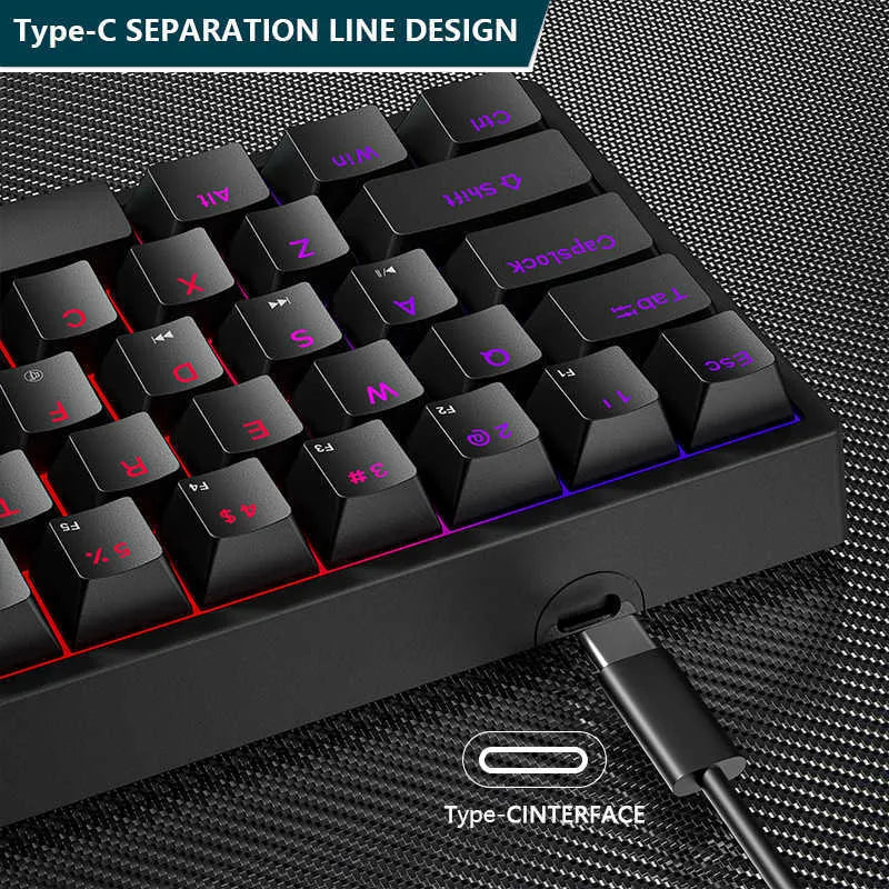 Keyboards 61 Keys 60% Mini Gaming Mechanical Keyboard RGB Hotswap Type-C Wired Gaming Keyboards Ergonomics Keyboard PBT Keycaps for Gamer T230215