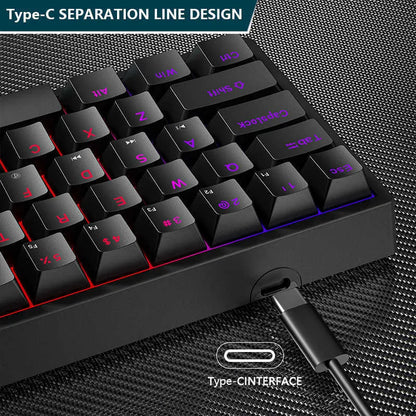 Keyboards 61 Keys 60% Mini Gaming Mechanical Keyboard RGB Hotswap Type-C Wired Gaming Keyboards Ergonomics Keyboard PBT Keycaps for Gamer T230215