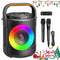 Karaoke Machine, Bluetooth Speaker with RGB Light, Karaoke Machine with 2 Microphones, Powerful Subwoofer, Portable Speaker System Supports TF Card/Usb, AUX/MIC In, D12