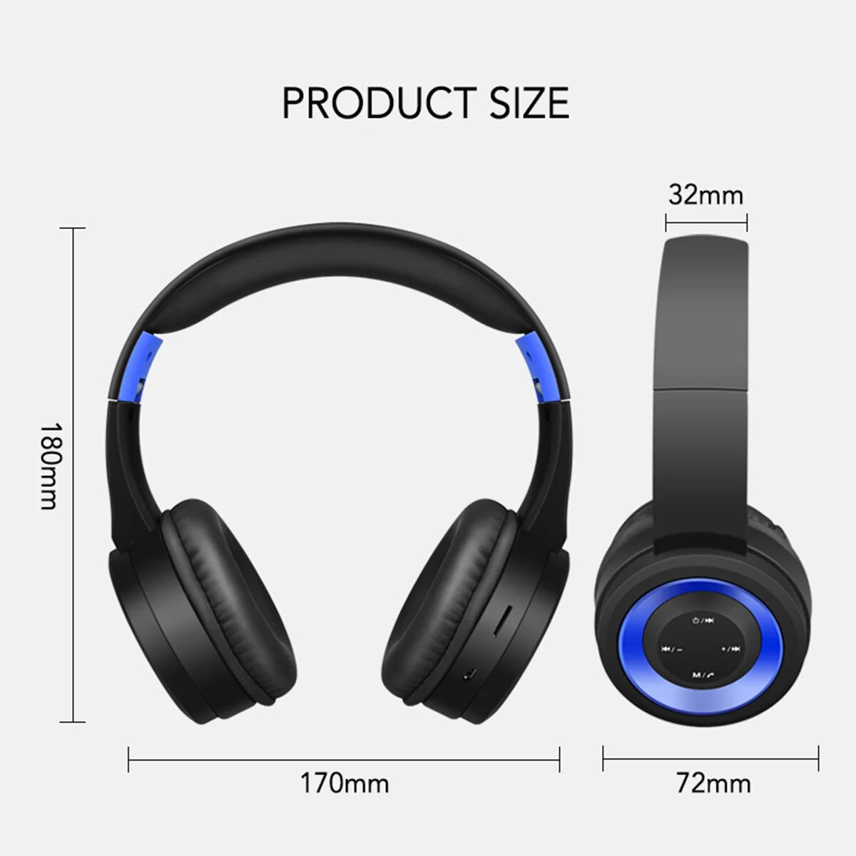 Noise Cancelling Bluetooth Headphones Wireless over Ear Folding Rechargeable Headset with Mic, TR905