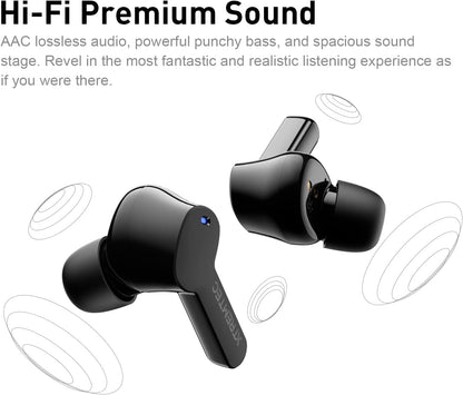 Bluetooth Noise Cancelling Wireless Earbuds for Iphone/Android, In-Ear Sweatproof Stereo Bass Headphones, Immersive Sound Bluetooth 5.2 Earphones with Microphones,En-Able Computer (Black)