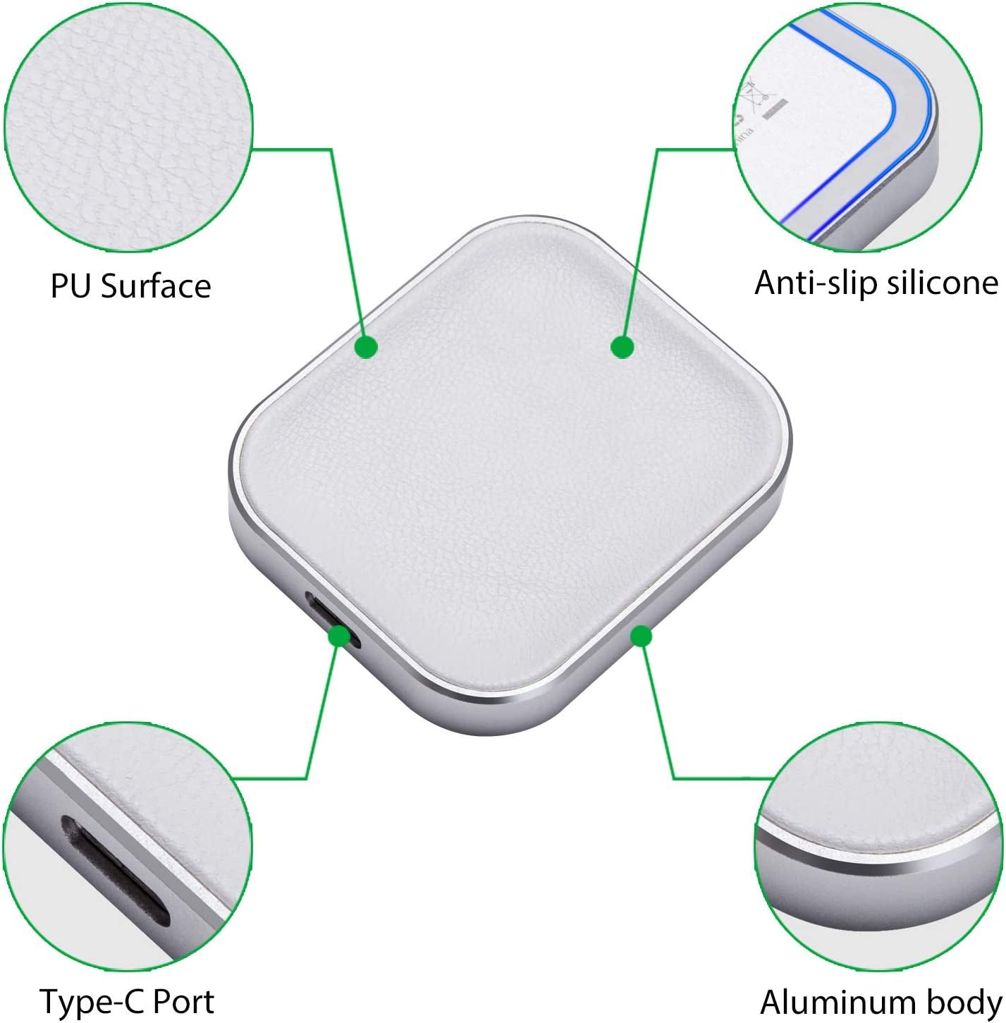 For Airpods Pro Charger, Wireless Charger for Airpod 4 (Active Noise Cancellation)/ 3/2/Airpods Pro 2Nd Gen, Wireless Charging Station for Airpods (Silver+White)