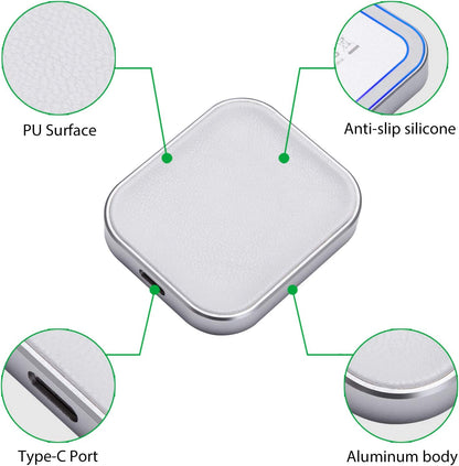 For Airpods Pro Charger, Wireless Charger for Airpod 4 (Active Noise Cancellation)/ 3/2/Airpods Pro 2Nd Gen, Wireless Charging Station for Airpods (Silver+White)