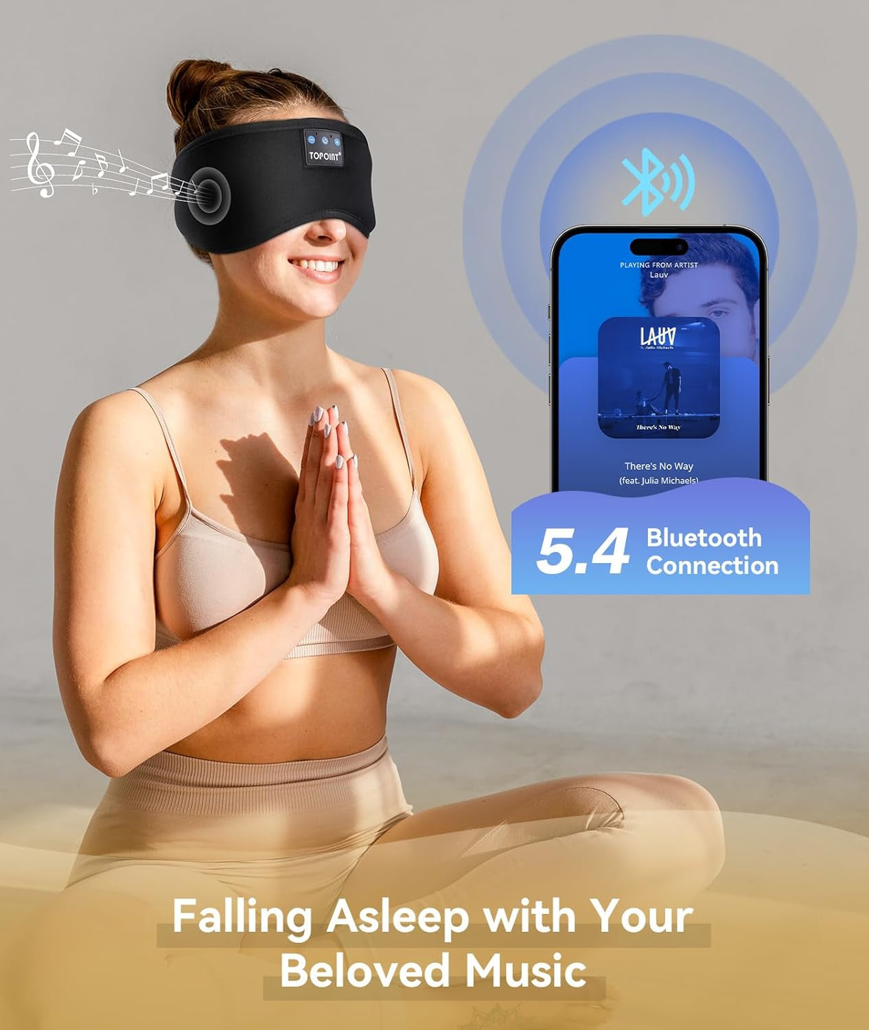 Sleep Mask with Headphones Bluetooth 5.4 Wireless, Sleep Headphones Earphones Earbuds with Microphone HD Speakers Music, Blackout Eye Mask for Sleeping Travel Meditation Men Women Cool Gadgets