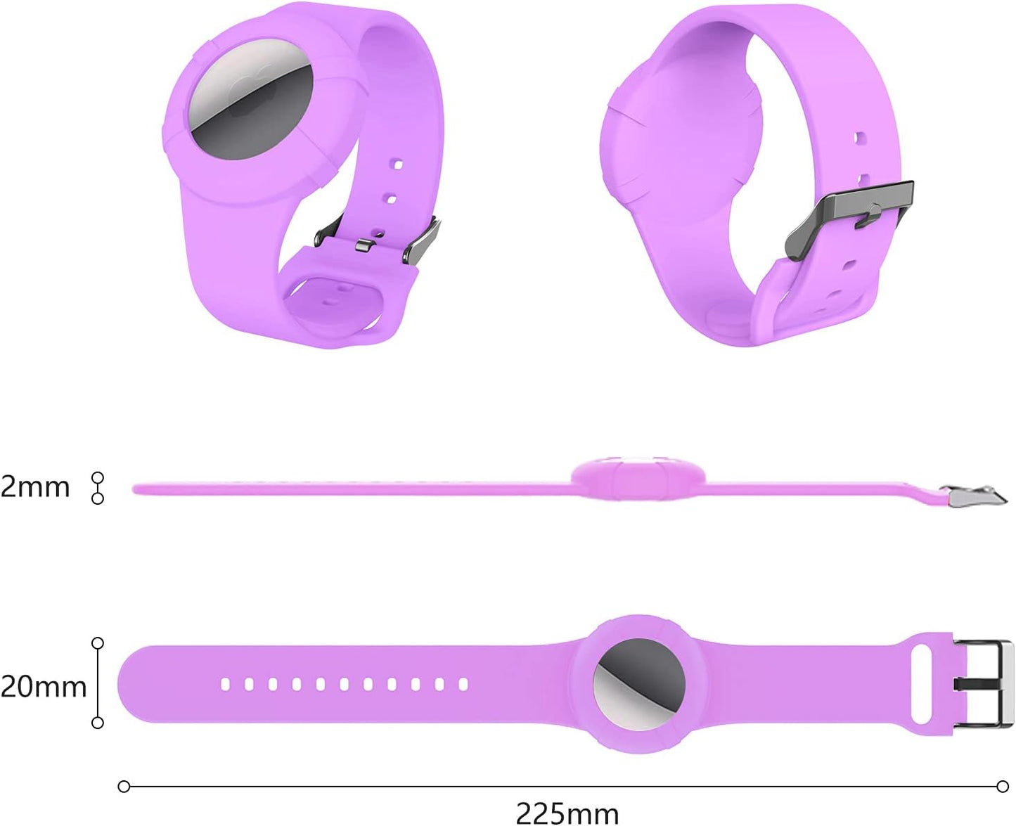 Kids Airtag Bracelet Case,Airtag Wristband for Kids Children Elders,Silicone Watch Band for Airtag 2021. (Light Purple) STECH090