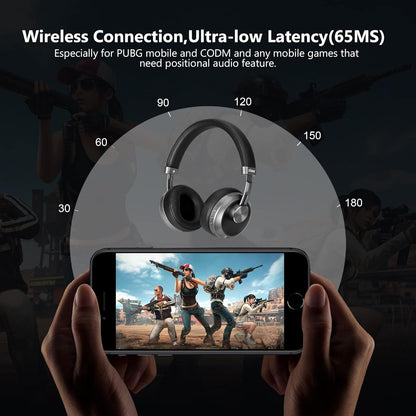 Ranger over the Ear Headphones Wireless Bluetooth, Multi-Platform Wired & Wireless Gaming Headset with Microphone, Ultra Low Latency Bluetooth Headphones for Travel Office Home Grey