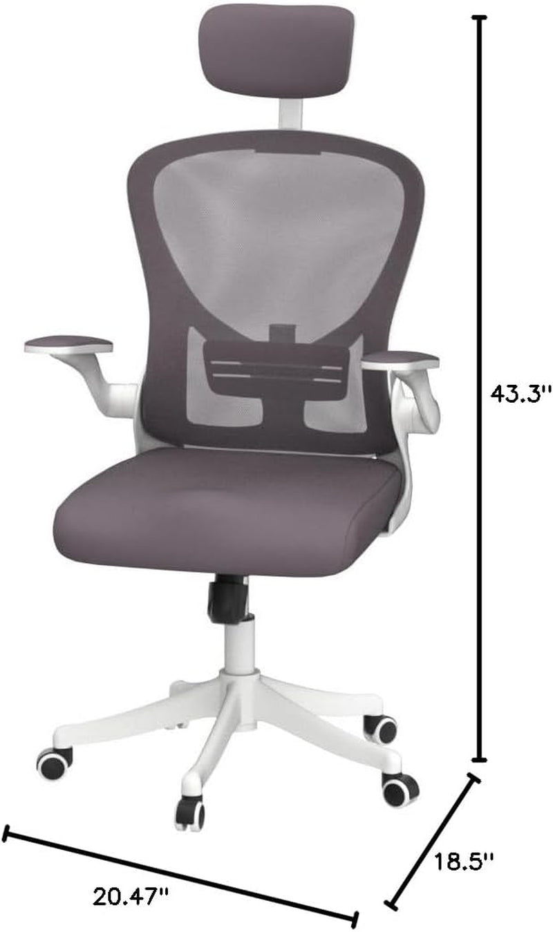 Dedeo Ergonomic Office Chair, Home Office Computer Chair, High Back Mesh Desk Chair with Adjustable Lumbar Support and Headrest, Tilt Function, Thick Seat Cushion Breathable Mesh Computer Chair