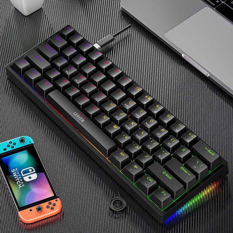 Keyboards 61 Keys 60% Mini Gaming Mechanical Keyboard RGB Hotswap Type-C Wired Gaming Keyboards Ergonomics Keyboard PBT Keycaps for Gamer T230215