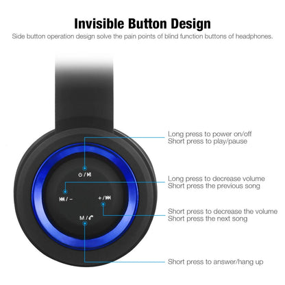 Noise Cancelling Bluetooth Headphones Wireless over Ear Folding Rechargeable Headset with Mic, TR905