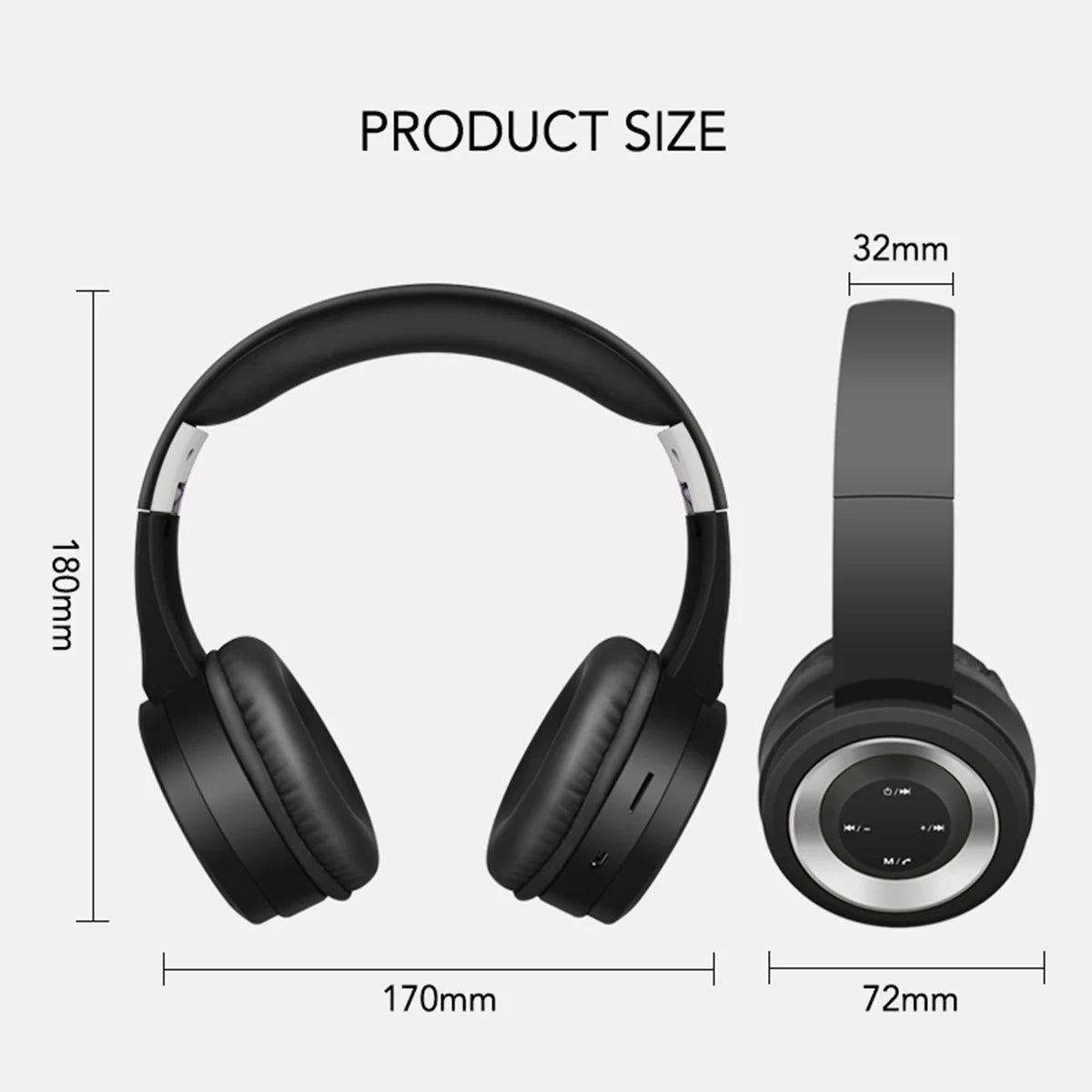 Noise Cancelling Bluetooth Headphones Wireless over Ear Folding Rechargeable Headset with Mic, TR905