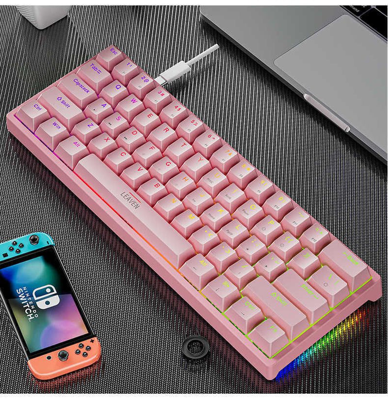 Keyboards 61 Keys 60% Mini Gaming Mechanical Keyboard RGB Hotswap Type-C Wired Gaming Keyboards Ergonomics Keyboard PBT Keycaps for Gamer T230215