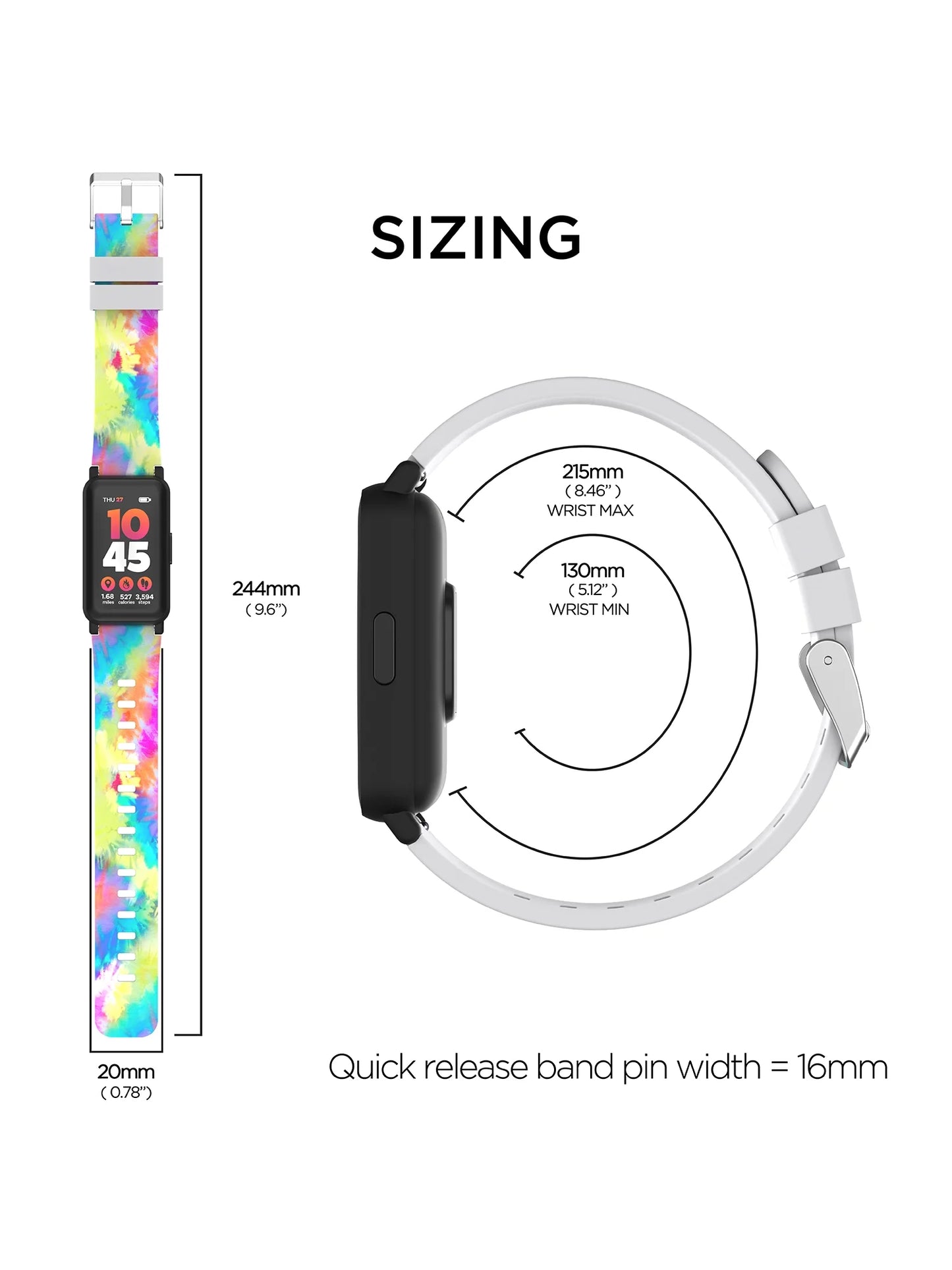 Active 3 Unisex Adult Smartwatch Fitness Tracker, Tie Dye, Silicone Strap