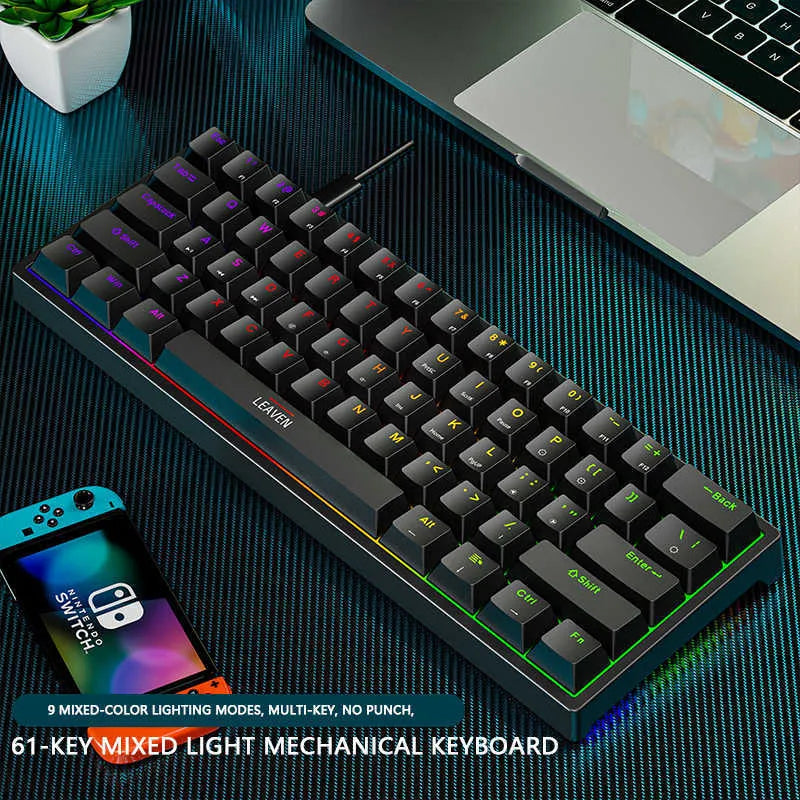 Keyboards 61 Keys 60% Mini Gaming Mechanical Keyboard RGB Hotswap Type-C Wired Gaming Keyboards Ergonomics Keyboard PBT Keycaps for Gamer T230215