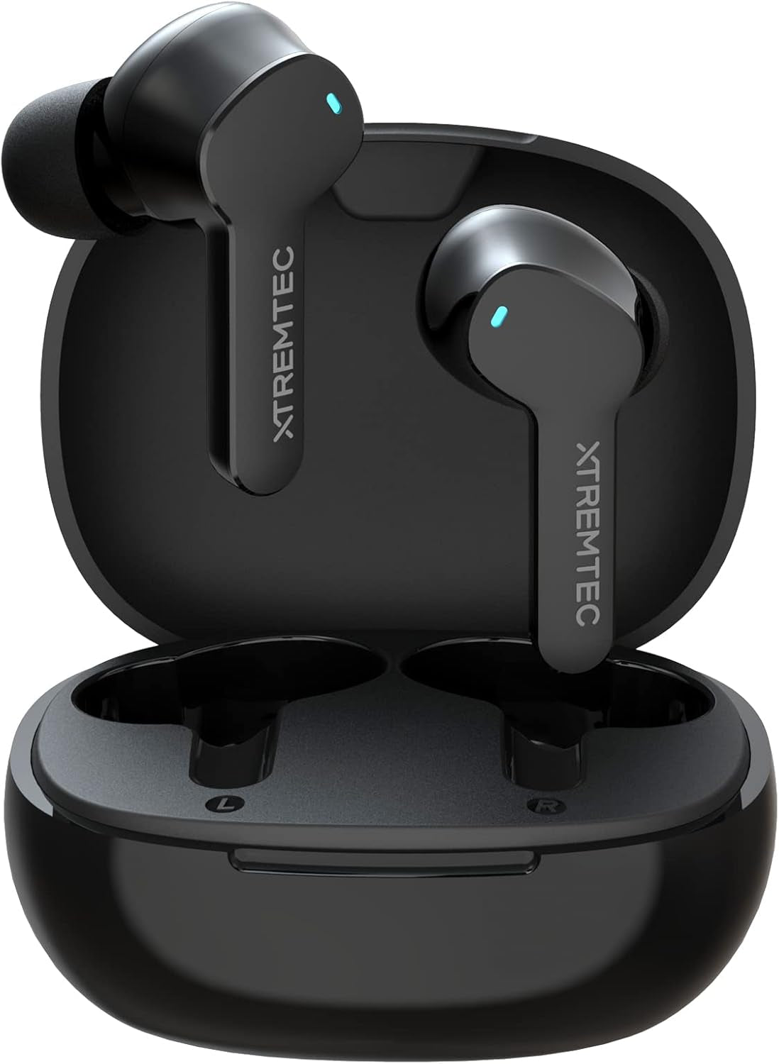 Bluetooth Noise Cancelling Wireless Earbuds for Iphone/Android, In-Ear Sweatproof Stereo Bass Headphones, Immersive Sound Bluetooth 5.2 Earphones with Microphones,En-Able Computer (Black)