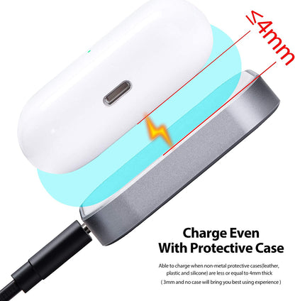 For Airpods Pro Charger, Wireless Charger for Airpod 4 (Active Noise Cancellation)/ 3/2/Airpods Pro 2Nd Gen, Wireless Charging Station for Airpods (Silver+White)