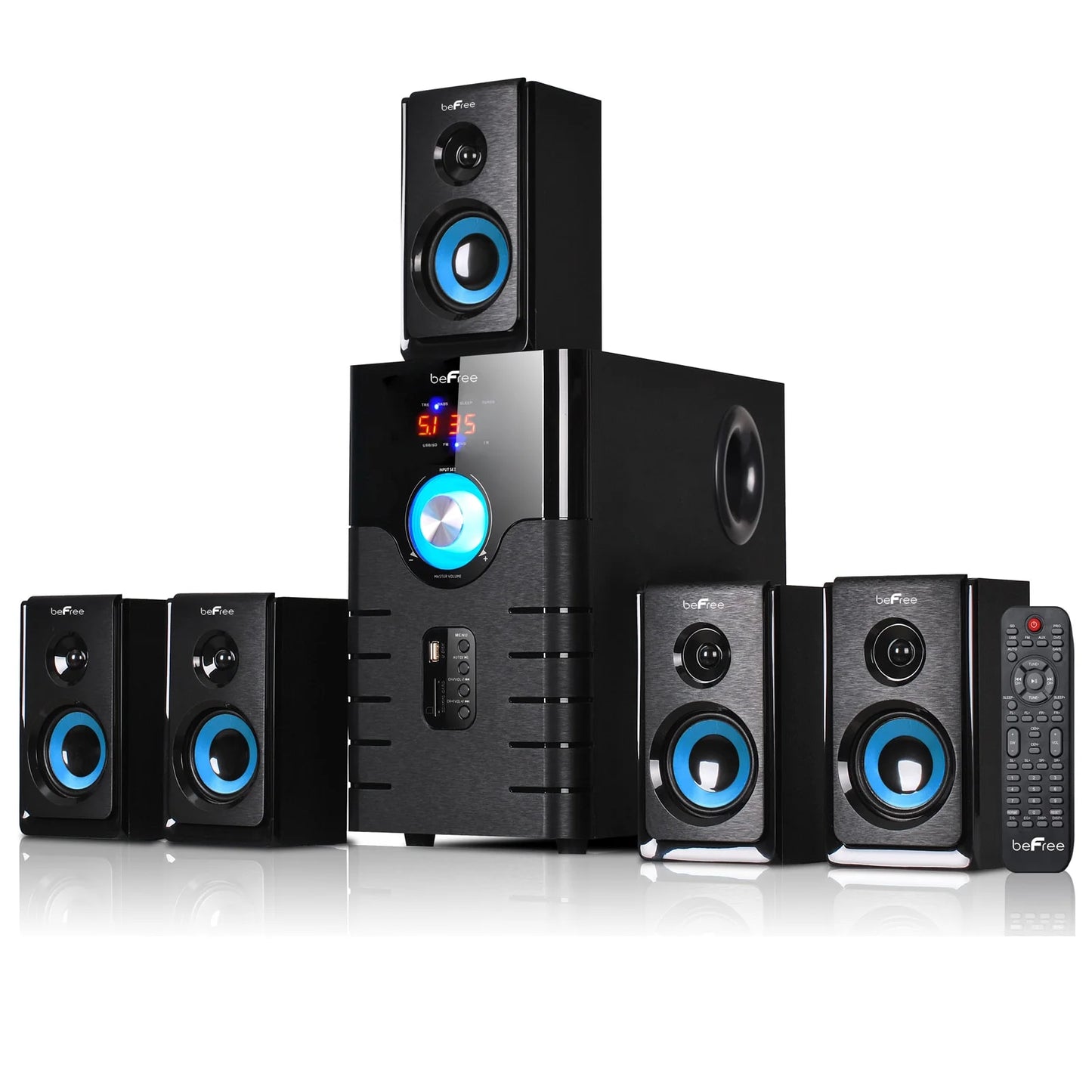 5.1 Channel Surround Sound Bluetooth Speaker System- Blue